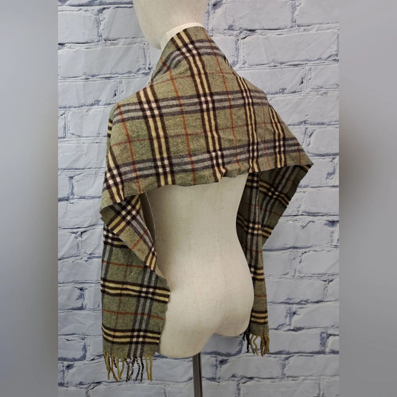Burberry Vintage Scarf Nova Check 100% Cashmere England 90s Y2K 60" x 12" - Picture 7 of 16